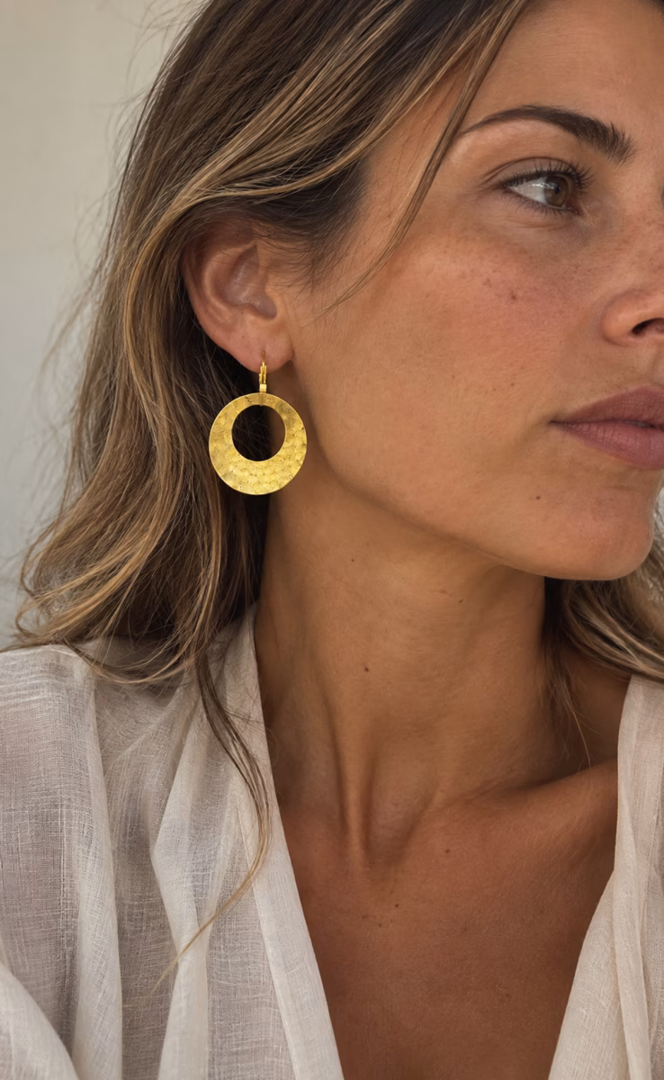 GOLD PLATED ROUND EARRINGS