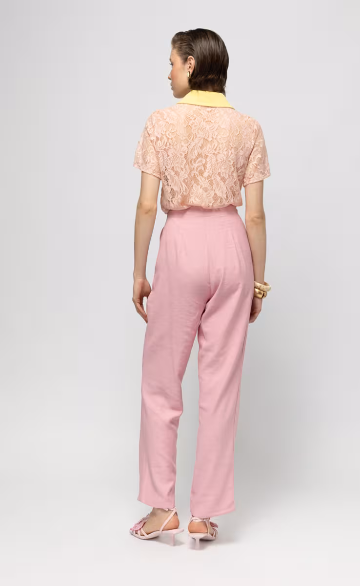 CURACAO LACE POLO TOP PINK