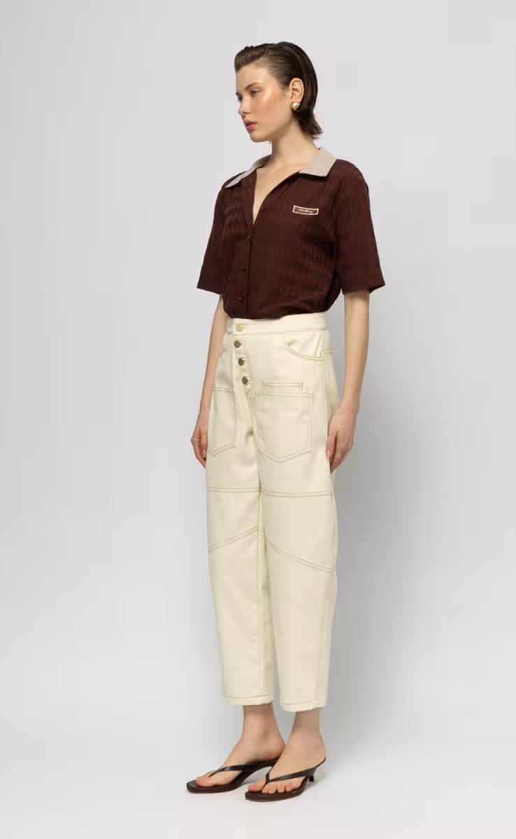 ROSSINI BARREL DENIM PANTS IVORY