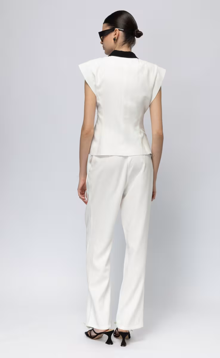 NAIAH SIDE BUTTON TROUSERS WHITE