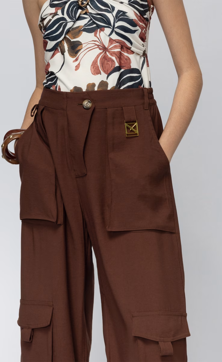 MOOREA SIDE BUTTON TROUSERS BROWN
