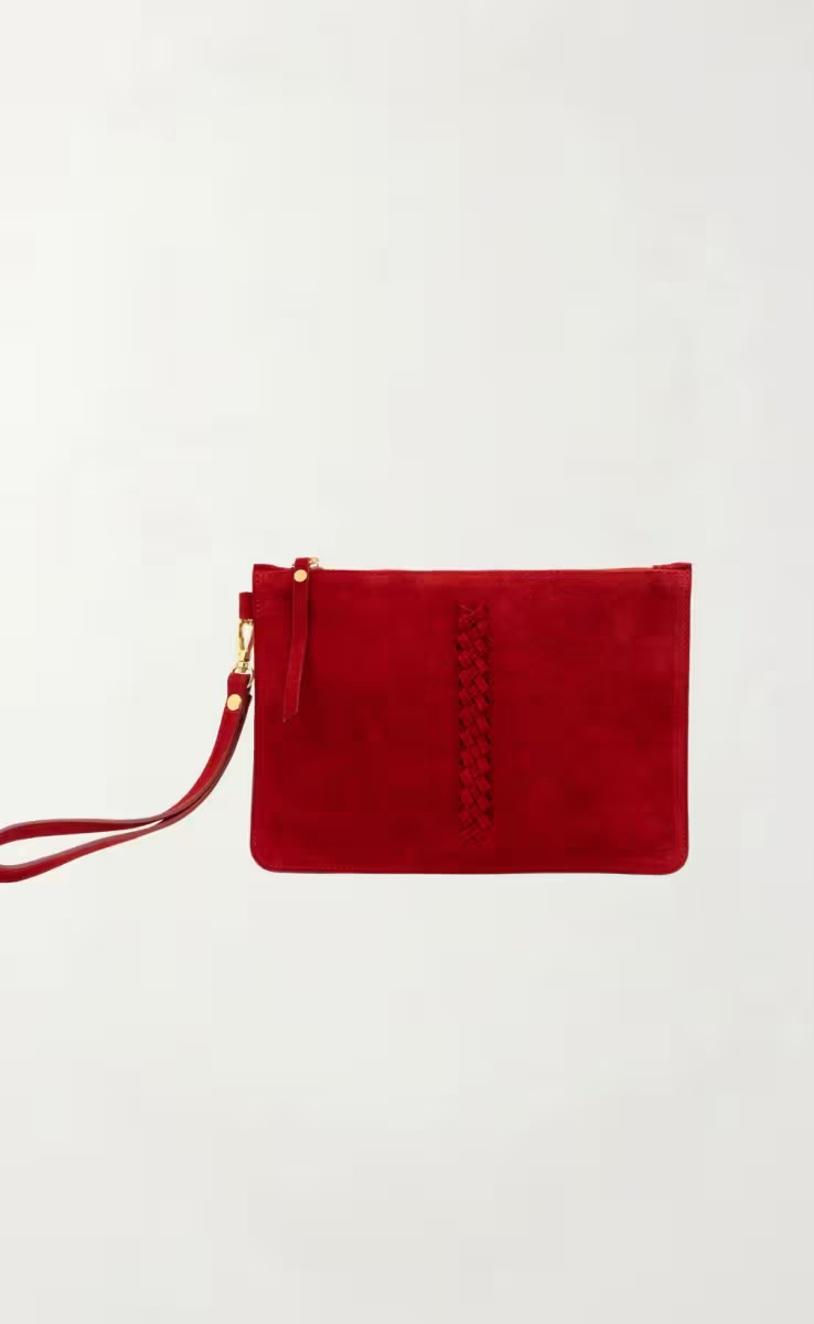POUCH MELPO SUEDE LIPSTICK RED
