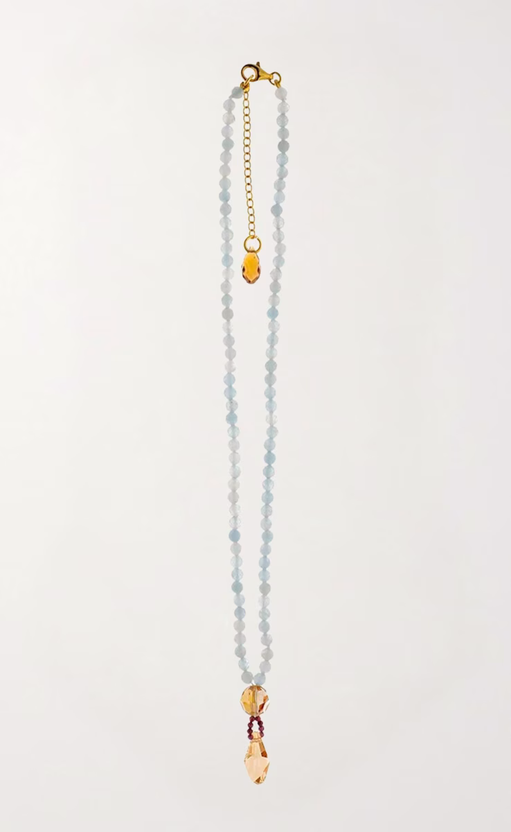 AQUAMARINE NECKLACE WITH SWAROVSKI TEAR
