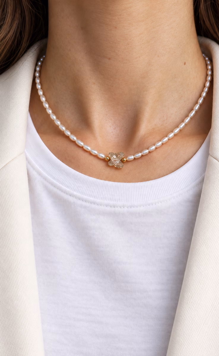 ΚΟΛΙΕ ΜΕ ΡΟΖ ΠΕΡΛΕΣ & SWAROVSKI