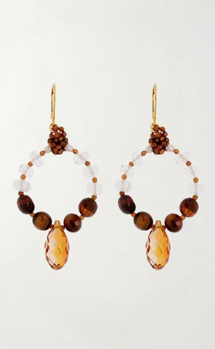 TIGER EYE EARRINGS WITH QUARTZ & CARNELIAN