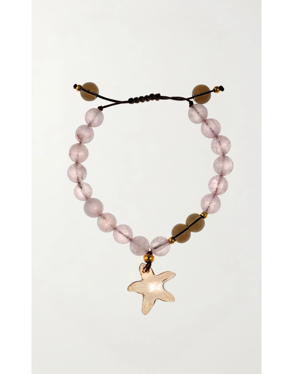 PINK AND SMOKY QUARTZ BRACELET WITH SWAROVSKI