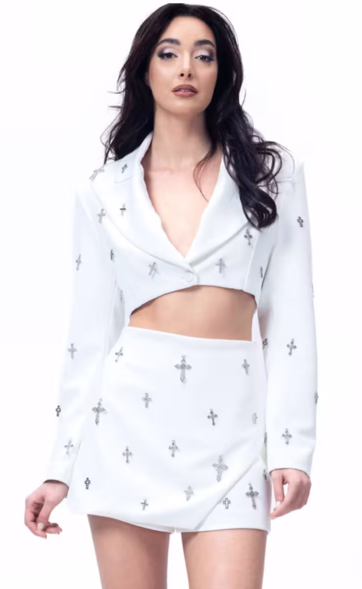 SAINT CROPPED BLAZER WHITE