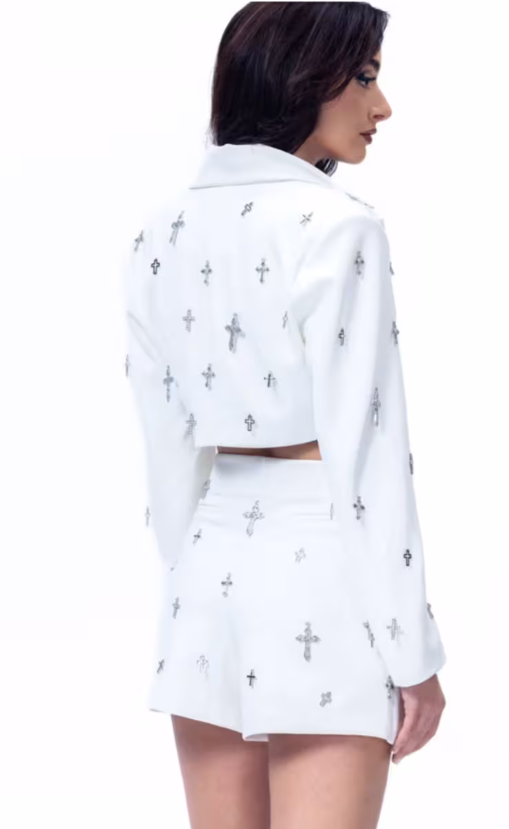 SAINT CROPPED BLAZER WHITE