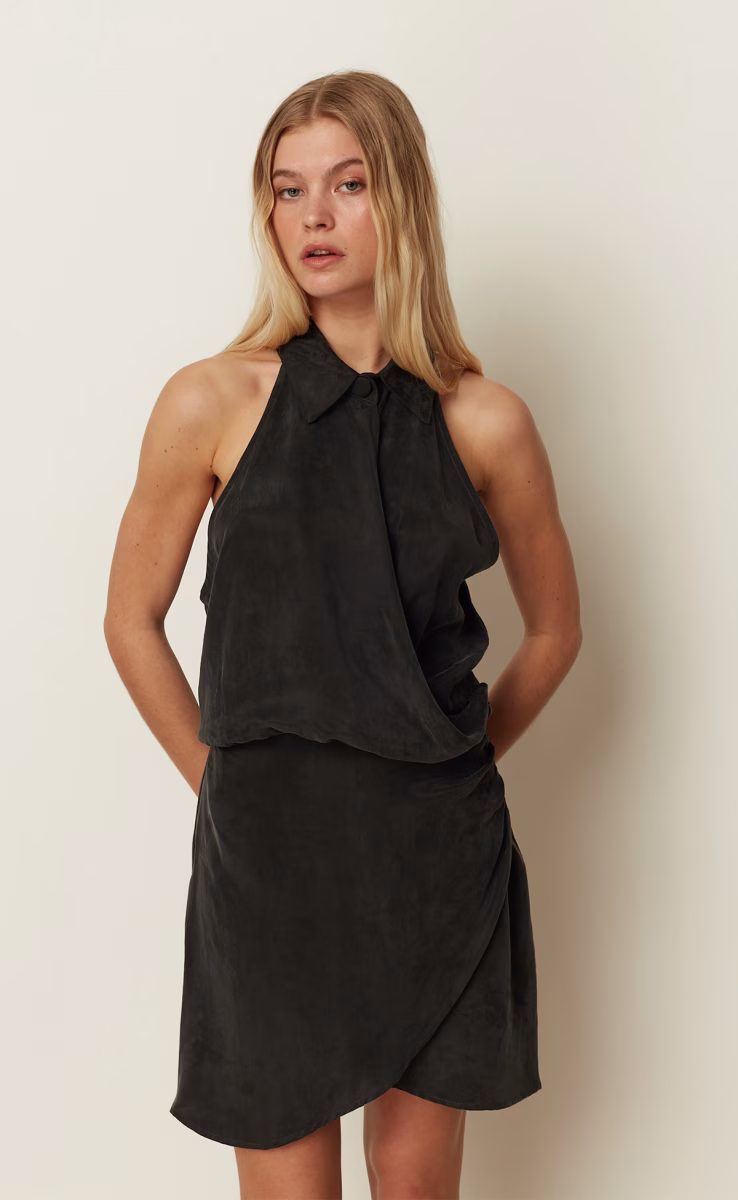 CROSSOVER SHORT DRESS BLACK
