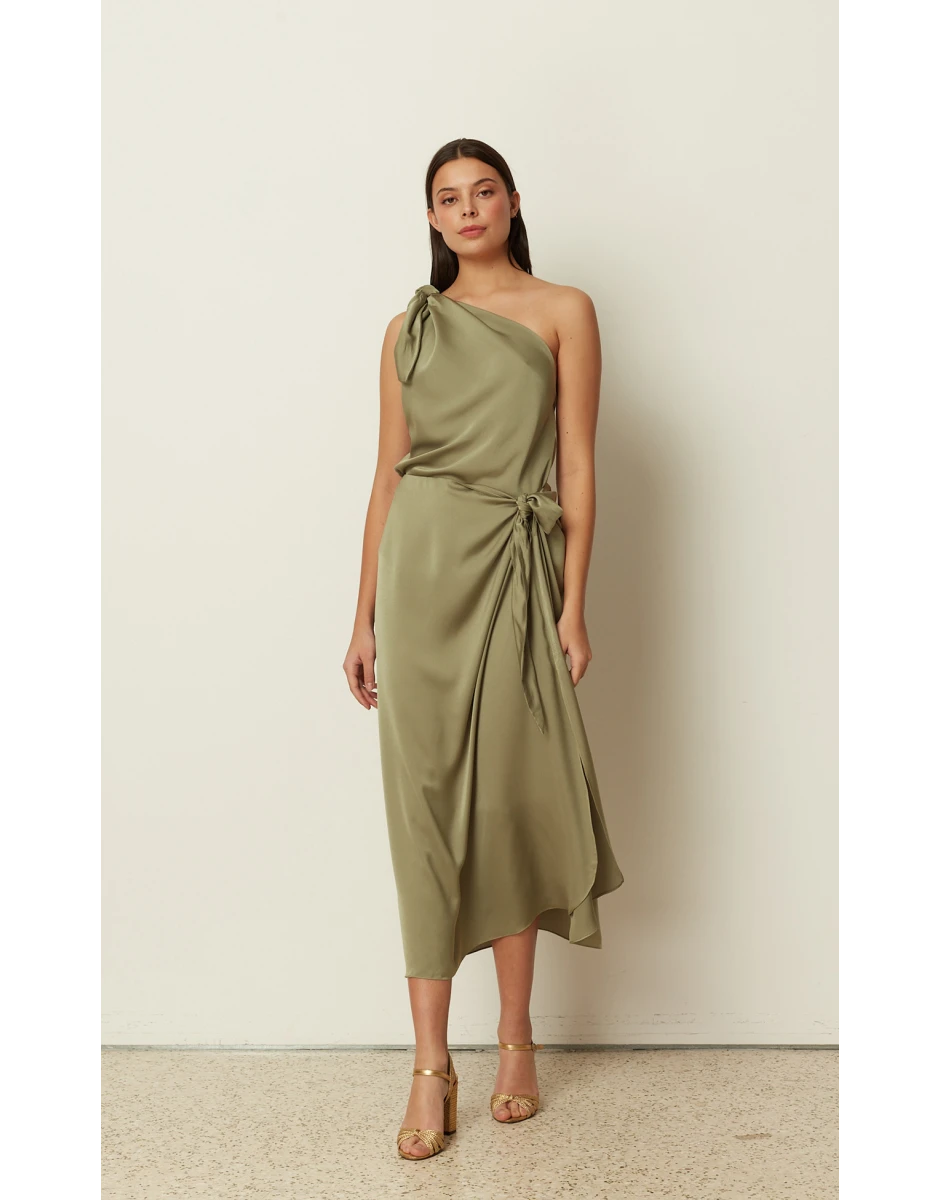 SILKY ONE SHOULDER TOP KHAKI