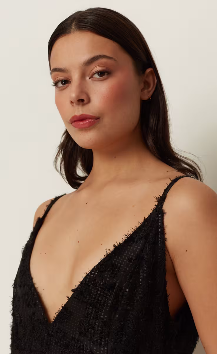 ΦΟΡΕΜΑ SEQUINED FLARED ΜΑΥΡΟ