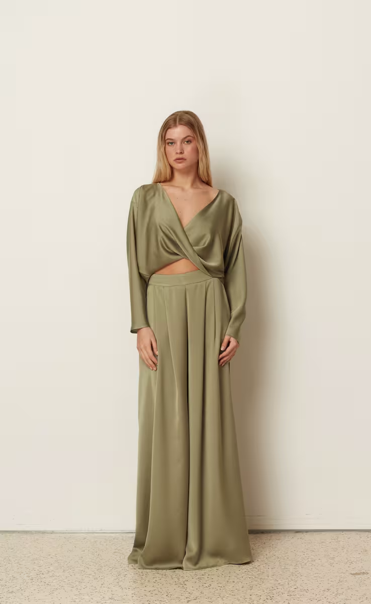TWISTED BLOUSE KHAKI O/S