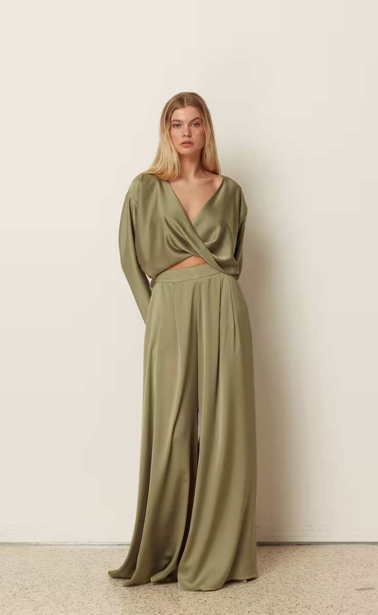 TWISTED BLOUSE KHAKI O/S