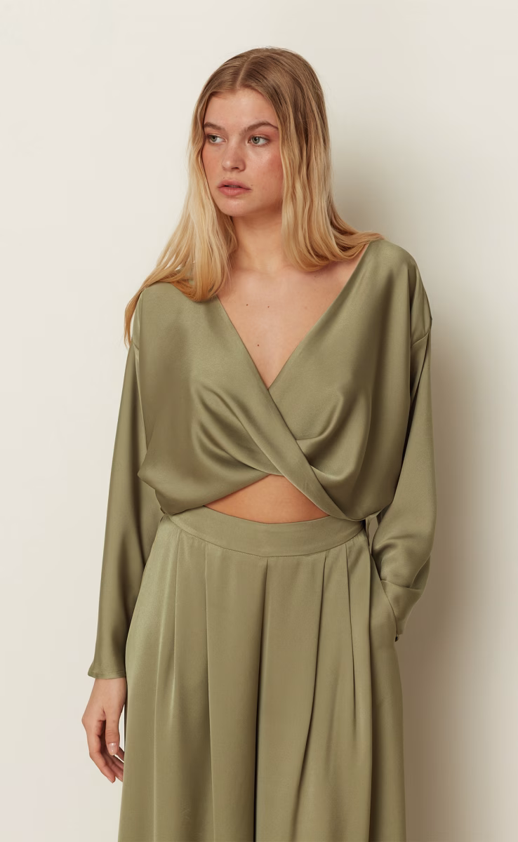 TWISTED BLOUSE KHAKI O/S