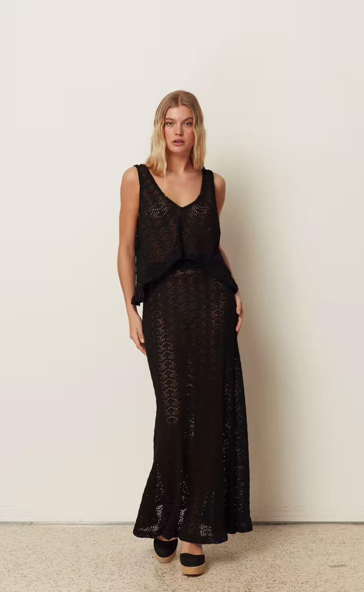 KNITTED SKIRT BLACK O/S