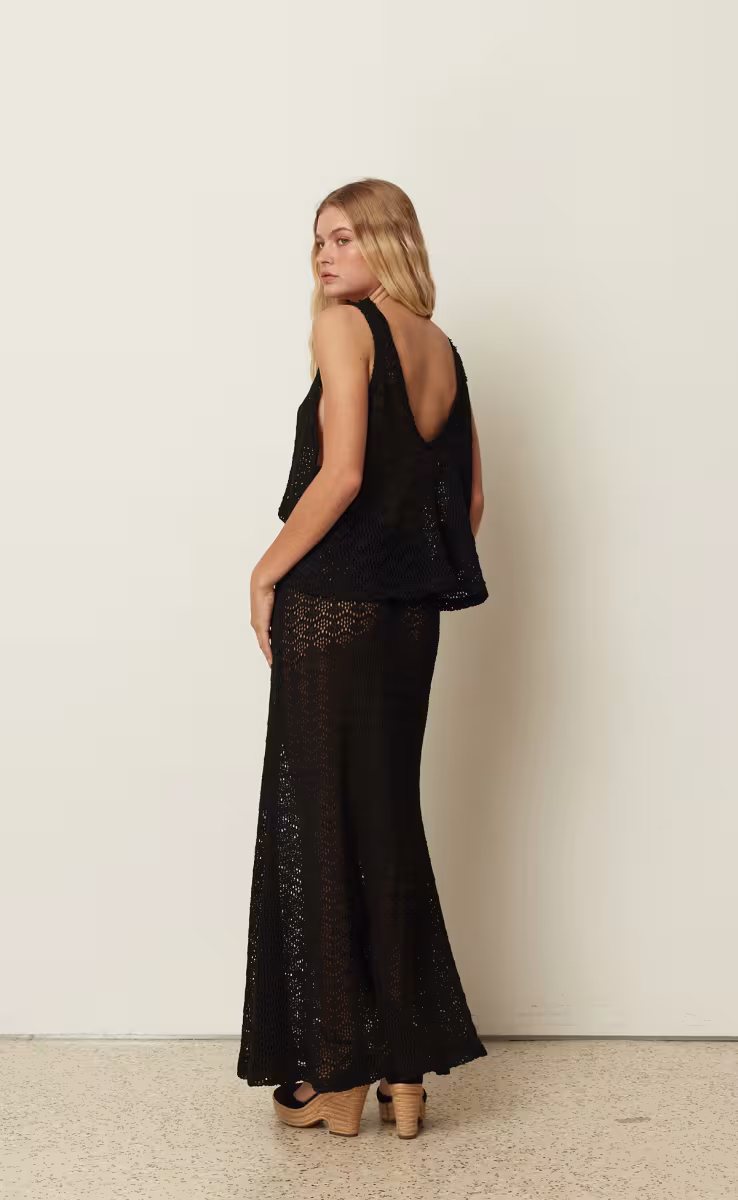 KNITTED SKIRT BLACK O/S