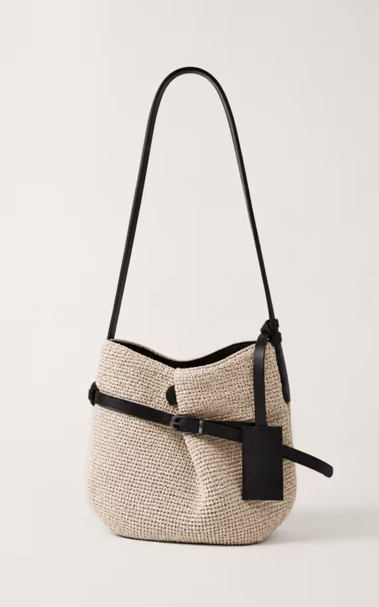 ΤΣΑΝΤΑ PIETA RAFFIA ΔΕΡΜΑΤΙΝΗ ΜΠΕΖ