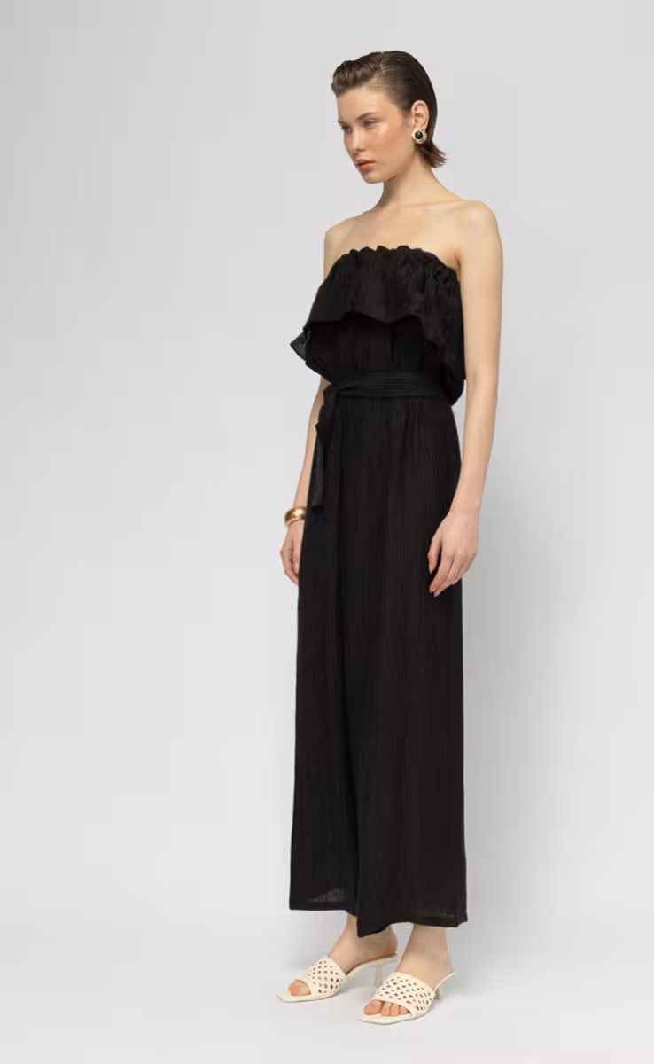 MANGO STRAPLESS JUMPSUIT BLACK