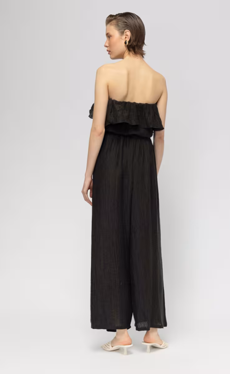 MANGO STRAPLESS JUMPSUIT BLACK