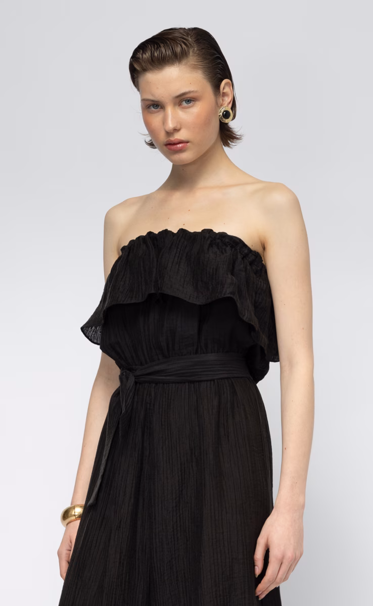 MANGO STRAPLESS JUMPSUIT BLACK