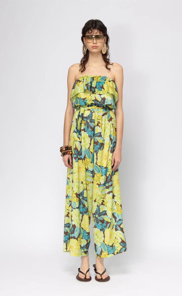MANGO STRAPLESS JUMPSUIT FLORAL