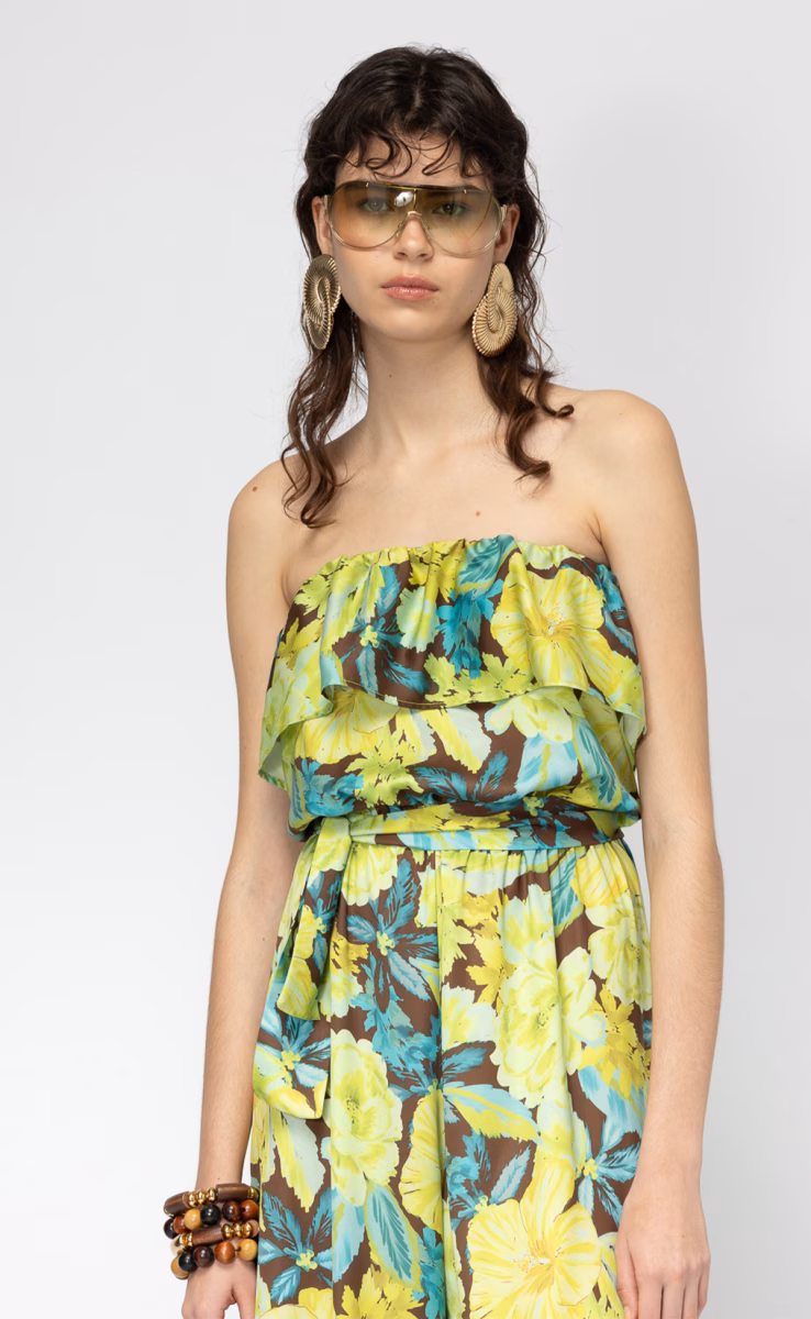 MANGO STRAPLESS JUMPSUIT FLORAL