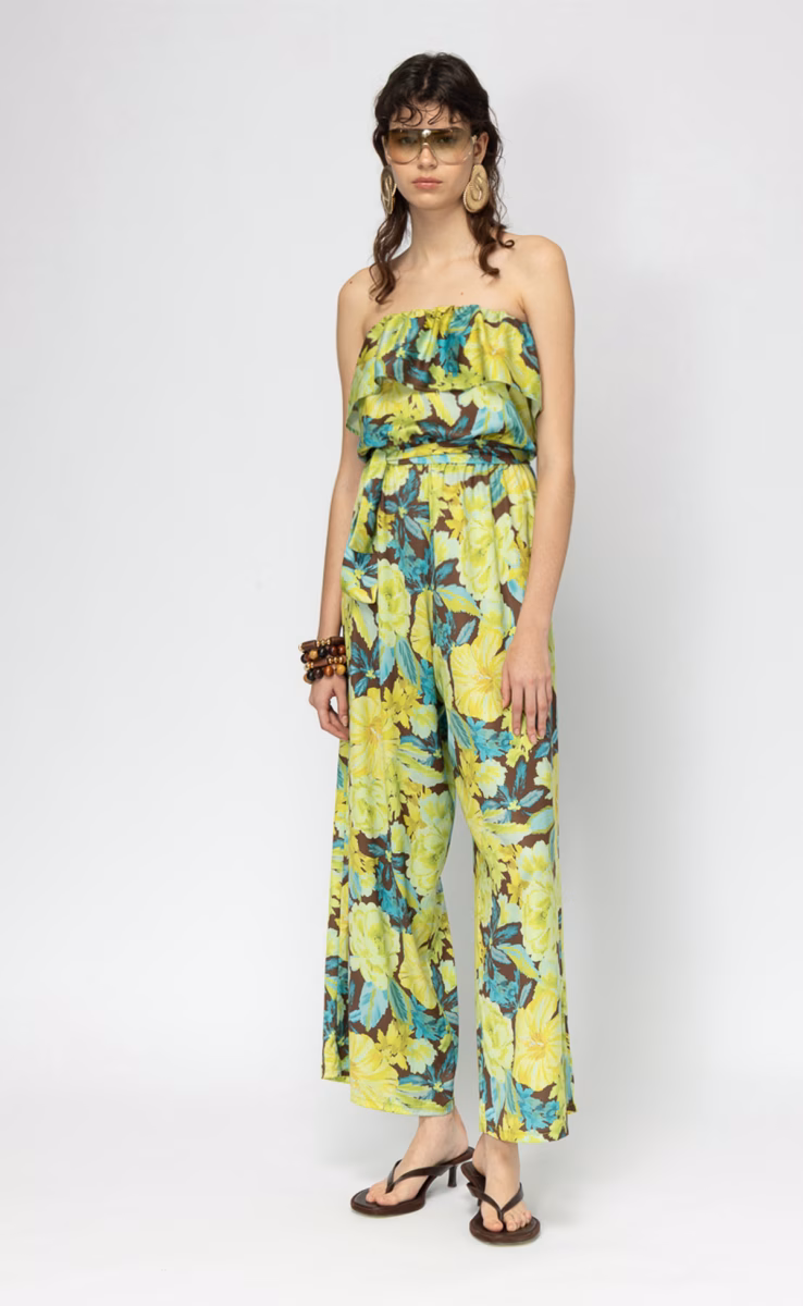 MANGO STRAPLESS JUMPSUIT FLORAL