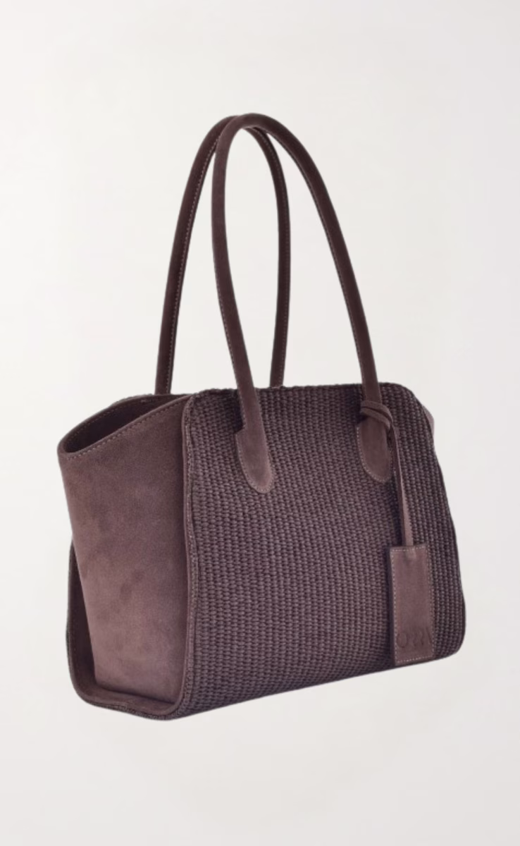 EDEN RAFFIA BAG SUEDE DARK GREY