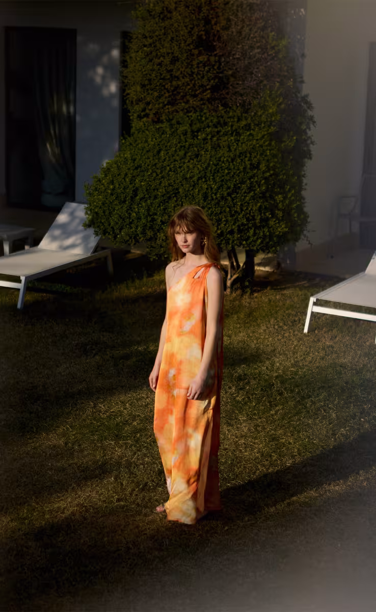 PEACH ONE SHOULDER DRESS