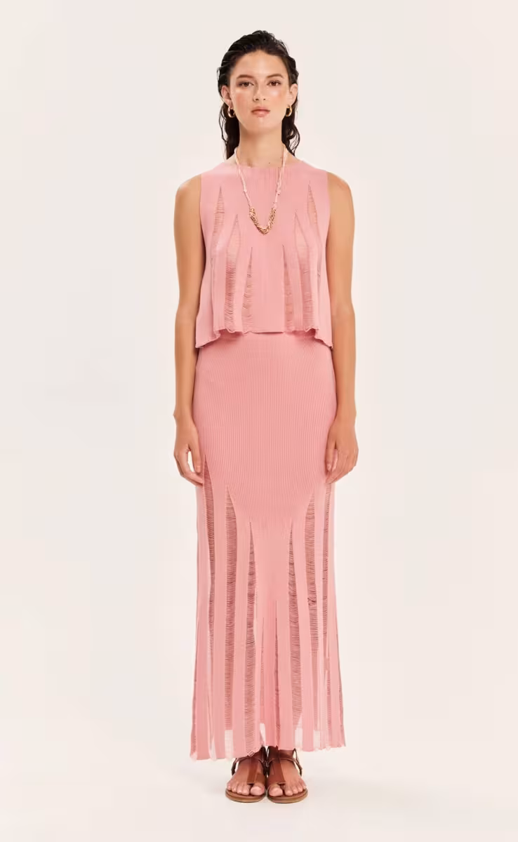 KNIT MIDI SKIRT SUMMER ROSE