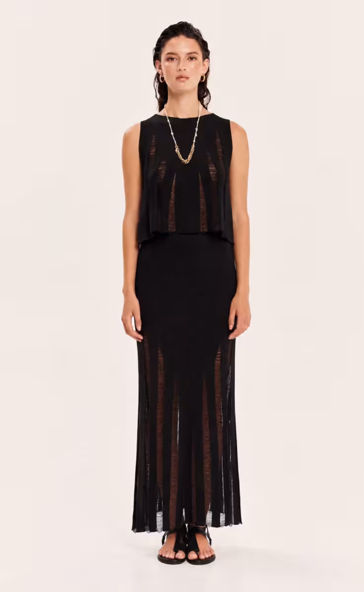 KNIT MIDI SKIRT BLACK