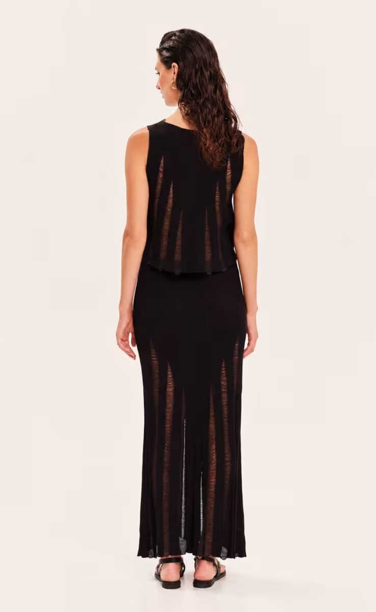 KNIT MIDI SKIRT BLACK