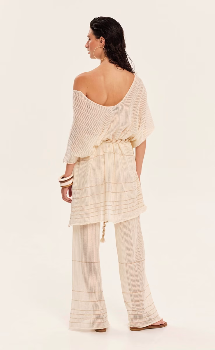 KNIT LOOSE TUNIC WITH LUREX ECRU