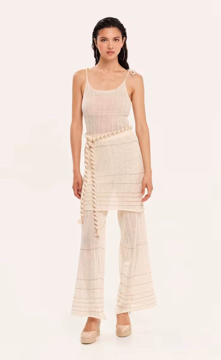KNIT MINI FITTED DRESS ECRU