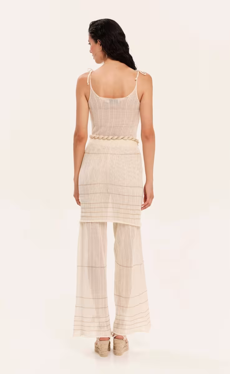 KNIT MINI FITTED DRESS ECRU