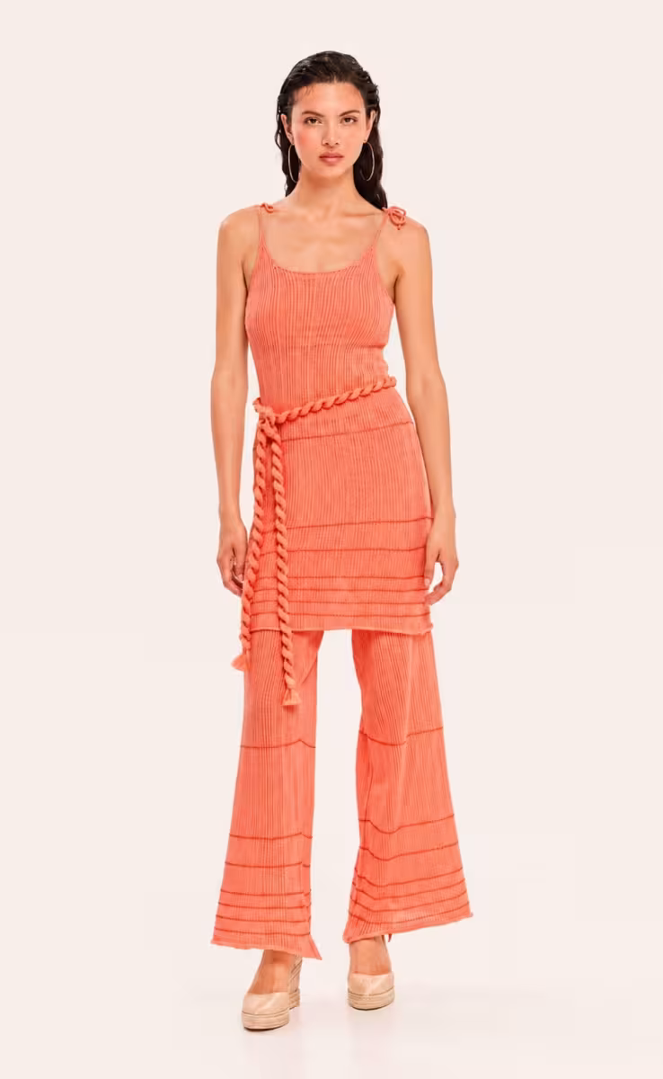 KNIT MINI FITTED DRESS SUNSET ORANGE