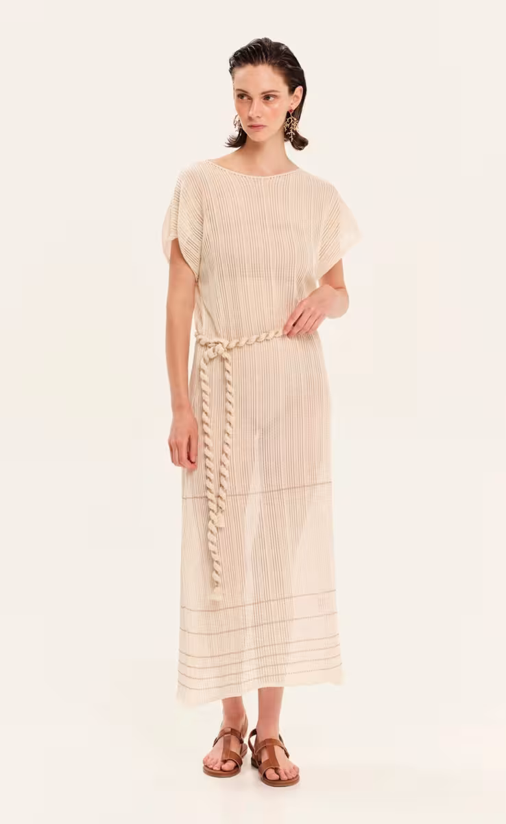 KNIT MIDI LOOSE DRESS ECRU