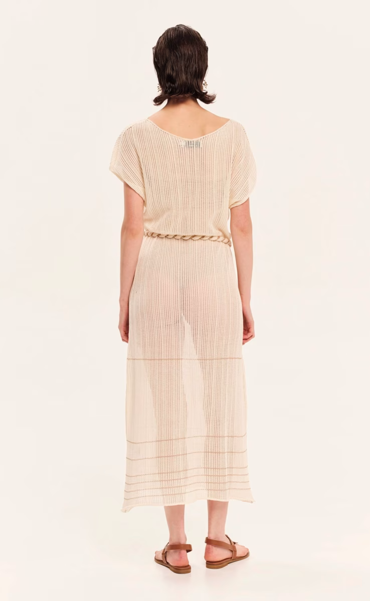 KNIT MIDI LOOSE DRESS ECRU