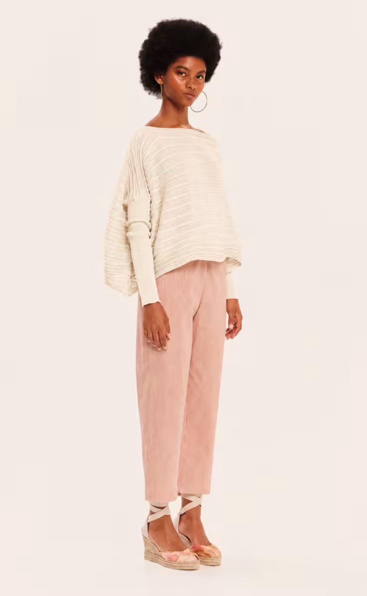KNIT LONGSLEEVE CROP BLOUSE ECRU