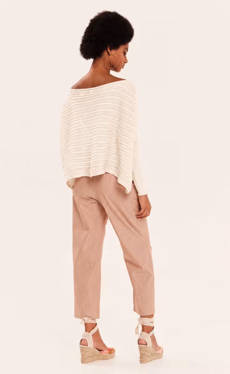 KNIT LONGSLEEVE CROP BLOUSE ECRU