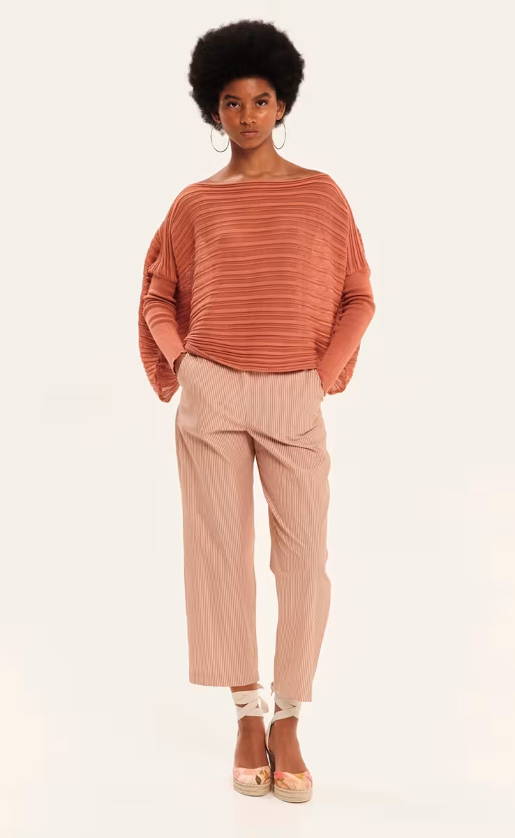 KNIT LONGSLEEVE CROP BLOUSE SUNSET ORANGE
