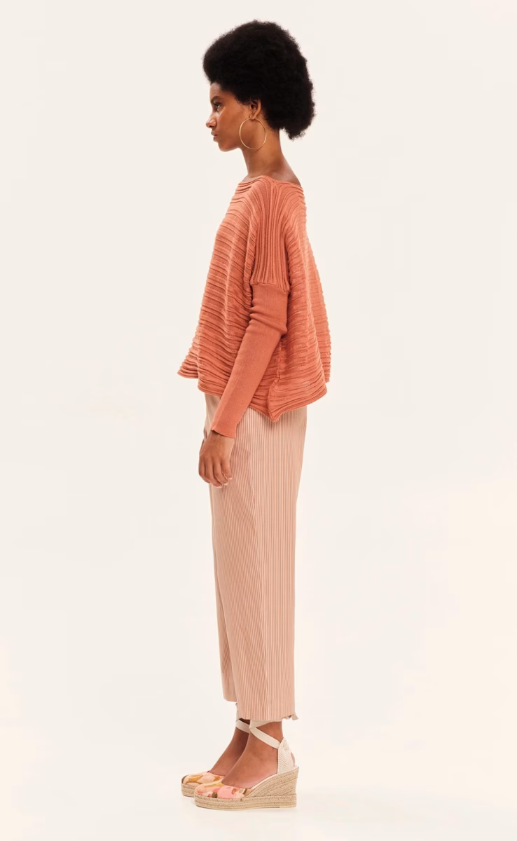 KNIT LONGSLEEVE CROP BLOUSE SUNSET ORANGE