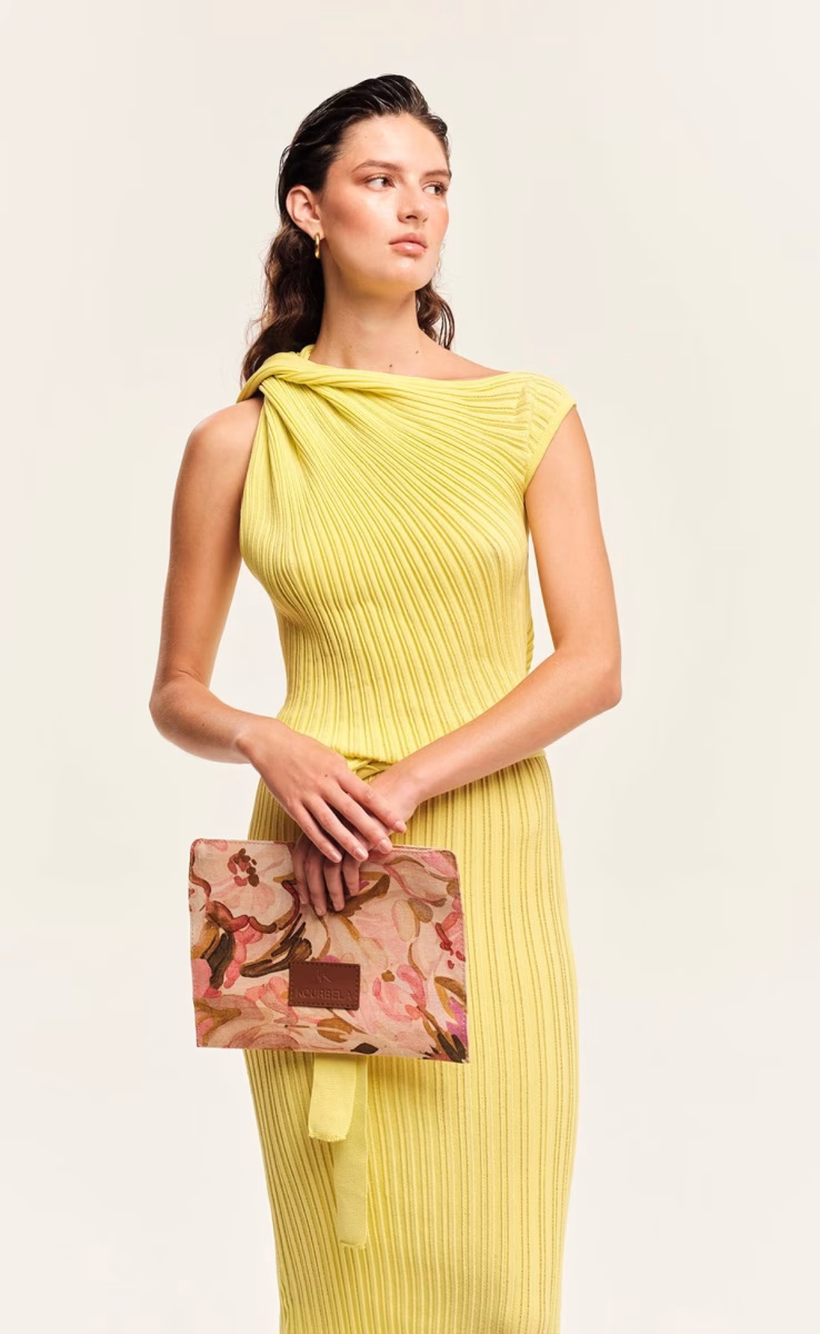 KNIT MIDI DRESS WITH BELT MEDITERRANEAN LIME