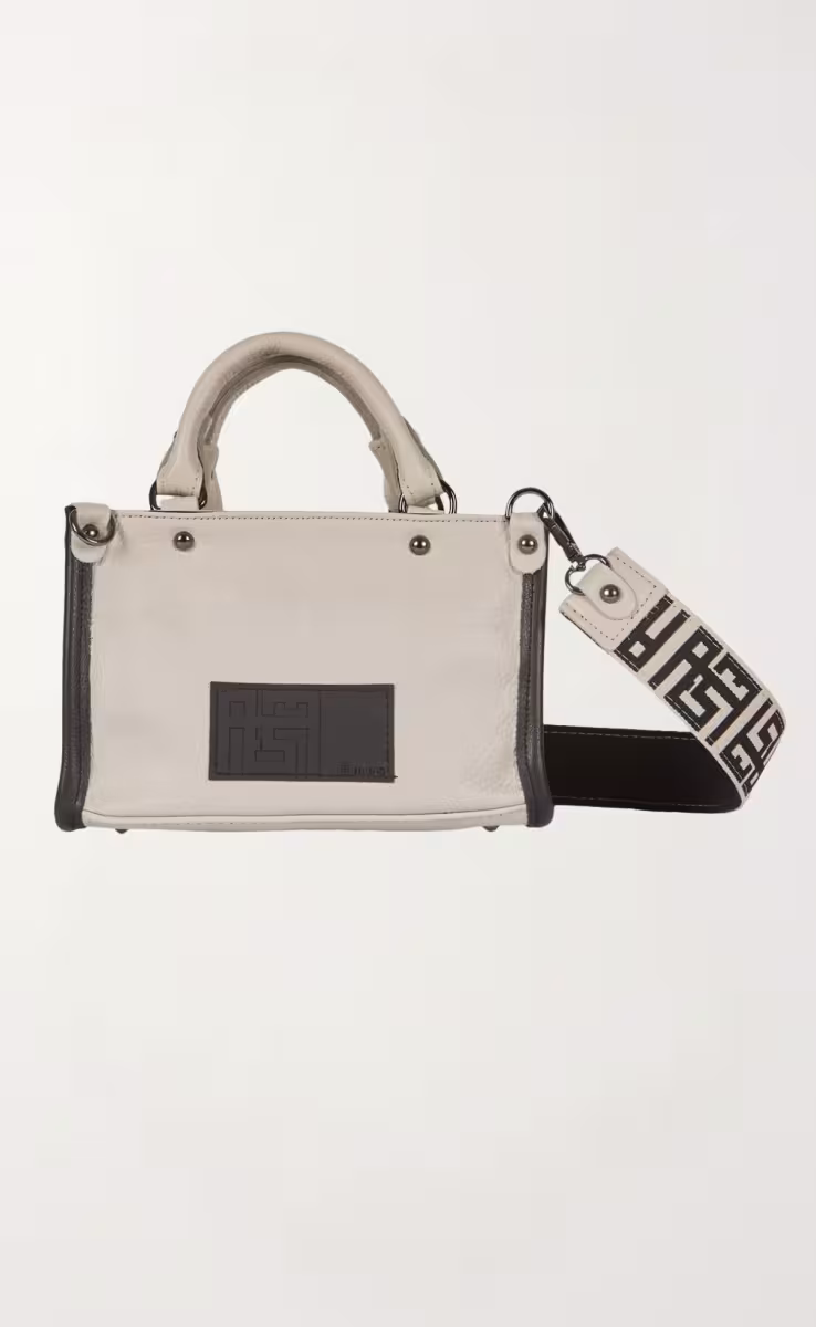 LITHOS TOTES MINI MULTICOLOR LOGO LEATHER BEIGE
