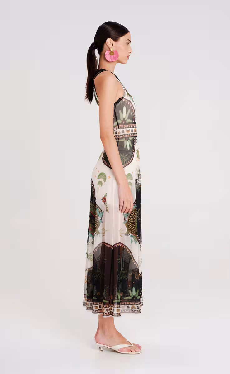 REPTILE LONG DRESS -MESH