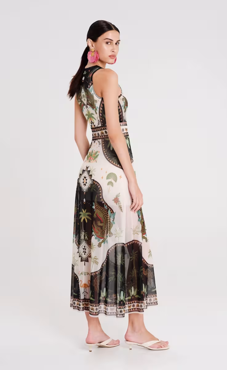 REPTILE LONG DRESS -MESH