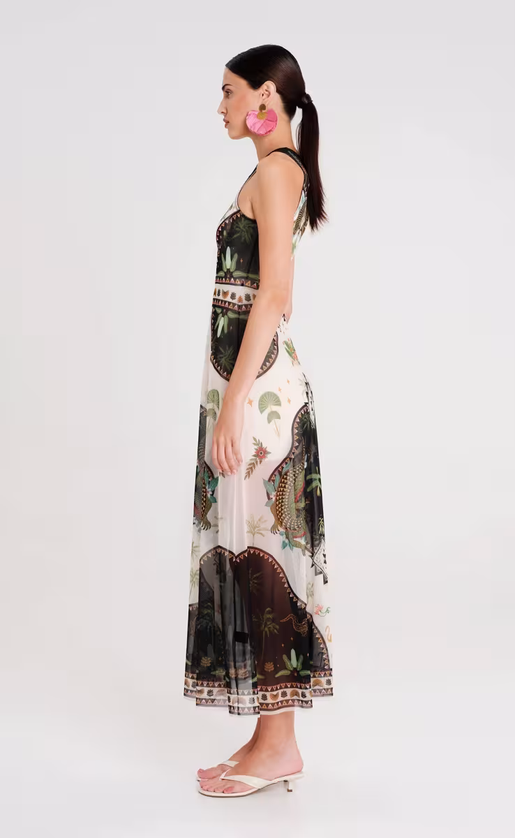 REPTILE LONG DRESS -MESH