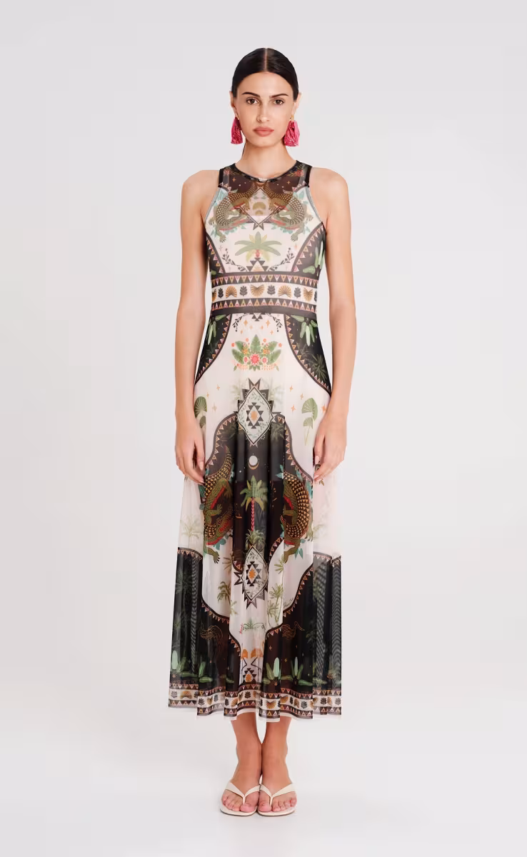 REPTILE LONG DRESS -MESH