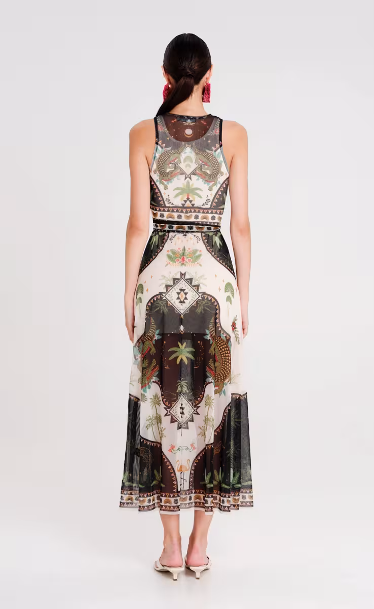 REPTILE LONG DRESS -MESH