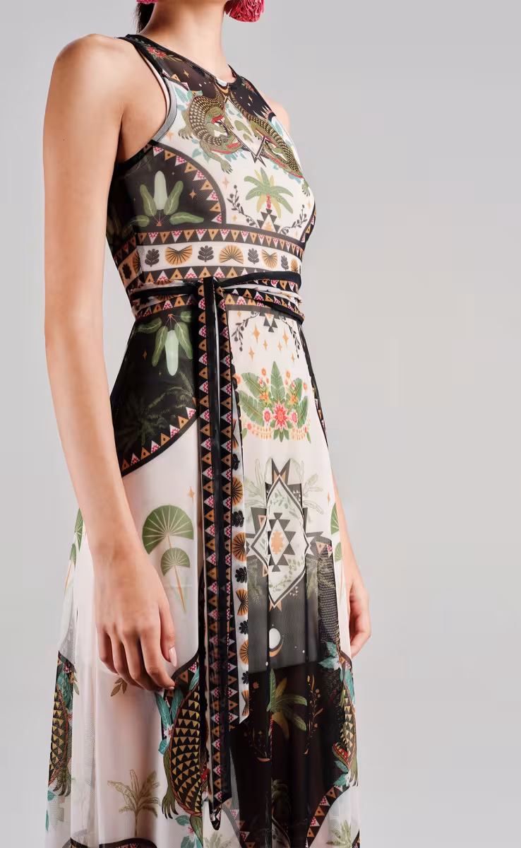 REPTILE LONG DRESS -MESH